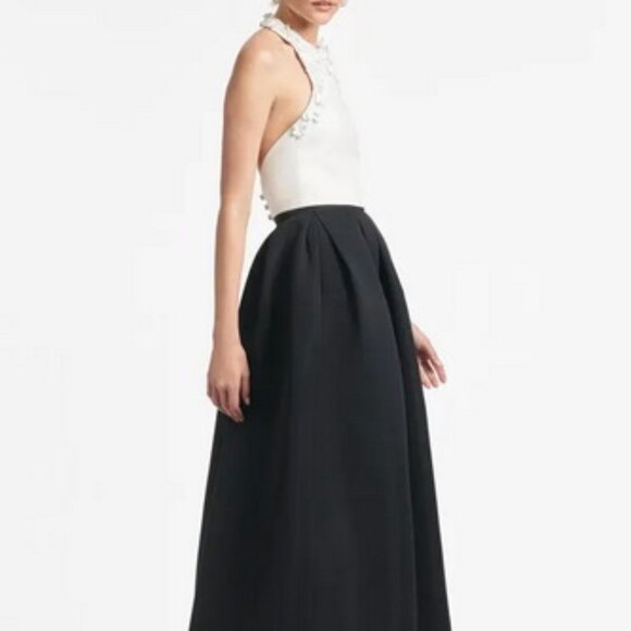 Sachin & Babi Black Ivory Dominique Two-Tone Floral Applique Gown - Picture 3 of 7